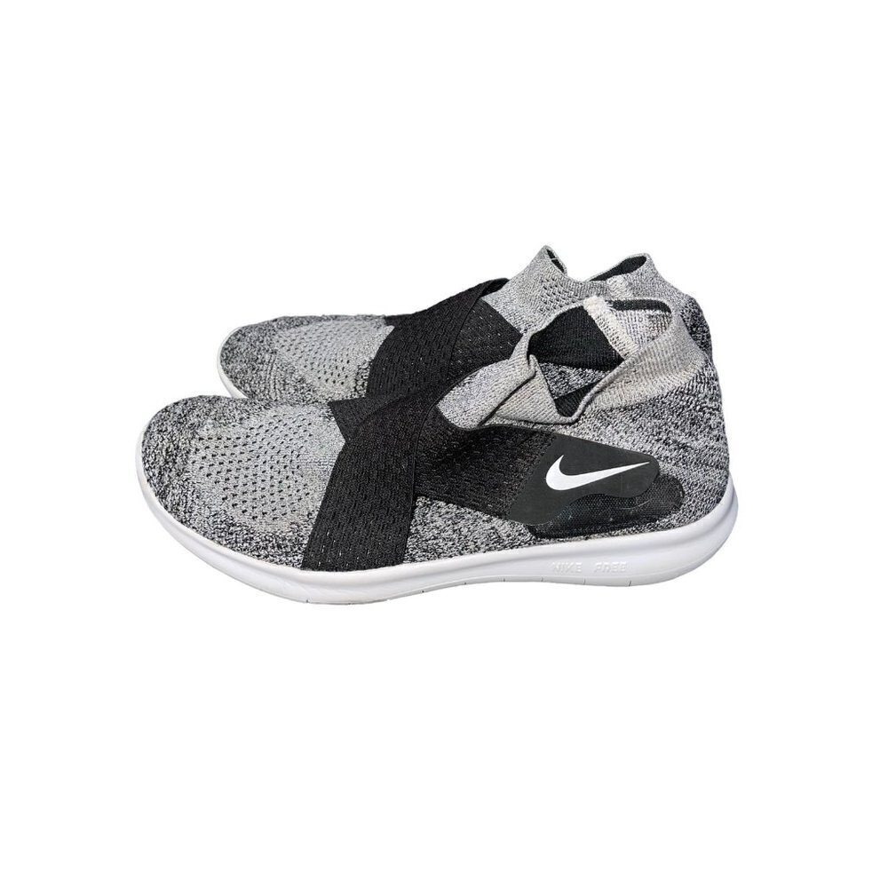 Nike Free RN Motion Flyknit Running Shoes Oreo Black Gray 880846-001 Women’s 7.5